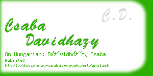 csaba davidhazy business card